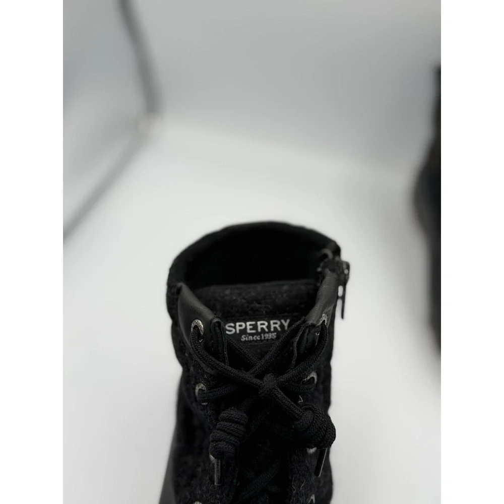 Sperry Saltwater Emboss Wool Duck Boots Women's Size 6M Gray Black STS86441